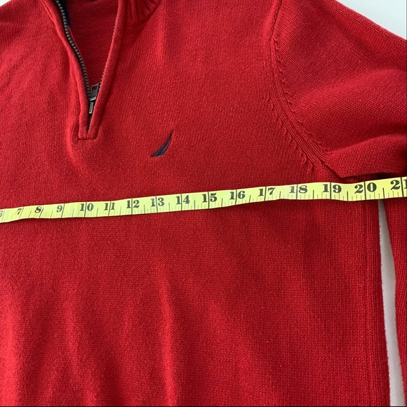 Nautica Quarter Zip Sweater Red men's size Small - Picture 6 of 9